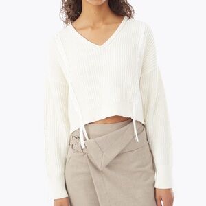 3.1 Phillip Lim Ls Cropped Ribbon Weave Sweater